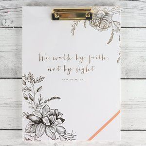Clipboard Padfolio with Pocket  "We walk by faith, not by sight" NEW!`